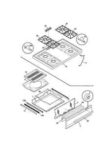 Top/drawer Diagram and Parts List for FPF311PHWA  Frigidaire Range
