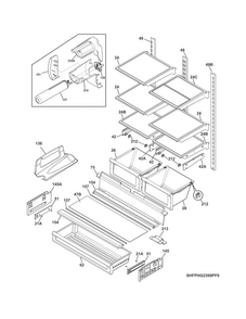 Shelves Diagram and Parts List for FGHG2366PF1A  Frigidaire Refrigerator
