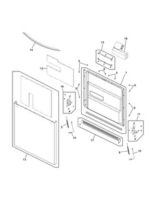 Door Diagram and Parts List for FGHD2472PW0  Frigidaire Dishwasher