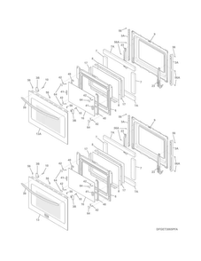 Doors Diagram and Parts List for FGET3065PFD  Frigidaire Wall Oven