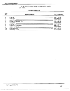 Upper Oven Door Page 2 Diagram and Parts List for 8488A  Frigidaire Range