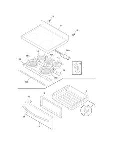 Top/drawer Diagram and Parts List for CGEF3055MFF  Frigidaire Range