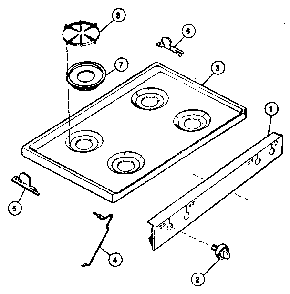 Main Top Section Diagram and Parts List for 30-3858-10 01 Tappan Range