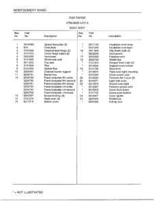 Gas Range/ Basic Body Page 2 Diagram and Parts List for 2829A  Frigidaire Range