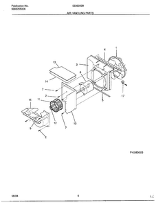 Air Handling Parts Diagram and Parts List for 5338009B  Frigidaire Air Conditioner