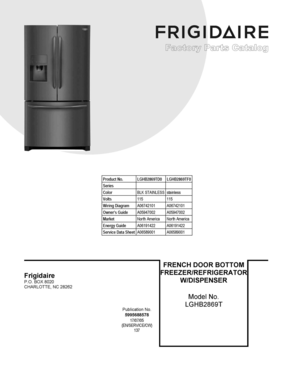 01 - COVER SHEET Diagram and Parts List for LGHB2869TD0  Frigidaire Refrigerator
