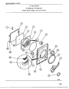 Door Front Panel And Lint Filter Diagram and Parts List for 8289-80C  Frigidaire Dryer