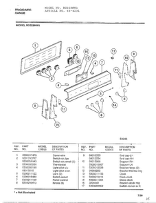 Frigidaire Range Diagram and Parts List for 4231  Frigidaire Range