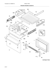 Freezer Drawer, Baskets Diagram and Parts List for FPBS2777RF9  Frigidaire Refrigerator