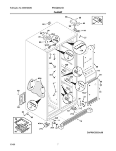Cabinet Diagram and Parts List for FRSC2333AS4A  Electrolux Refrigerator