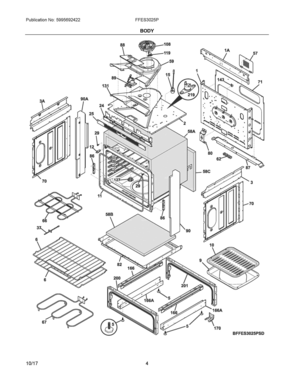 03 - BODY Diagram and Parts List for FFES3025PBK  Frigidaire Range