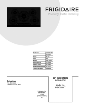 01 - Cover Sheet Diagram and Parts List for FGIC3666TBA  Frigidaire Cooktop
