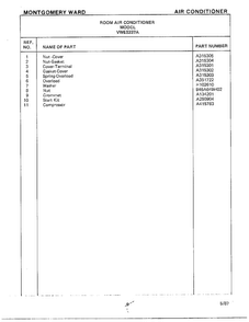 Room Air Conditioner Page 8 Diagram and Parts List for 5337A  Frigidaire Air Conditioner