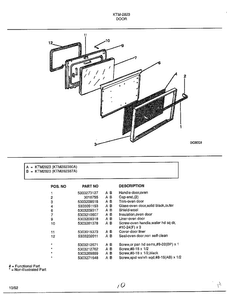 Door Diagram and Parts List for 2823  Frigidaire Range