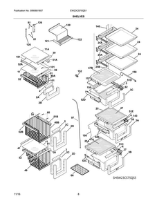 Shelves Diagram and Parts List for EW23CS75QS1  Electrolux Refrigerator