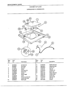 Washer Top Load Page 2 Diagram and Parts List for 6208A  Frigidaire Washer