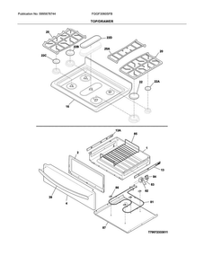 Top/drawer Diagram and Parts List for FGGF3060SFB  Frigidaire Range