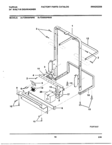24" Built-in Dishwasher Page 10 Diagram and Parts List for 68-1085  Frigidaire Dishwasher
