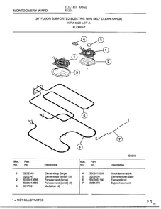 Element Diagram and Parts List for 4820A  Frigidaire Range
