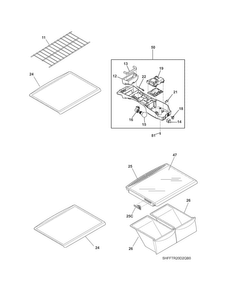 Shelves Diagram and Parts List for FFTR20D2QW0  Frigidaire Refrigerator