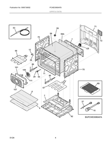 Upper Oven Diagram and Parts List for PCWD3080AFB  Frigidaire Wall Oven