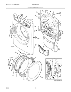 Front Panel/Lint Filter Diagram and Parts List for ELFG7637AT1  Frigidaire Dryer