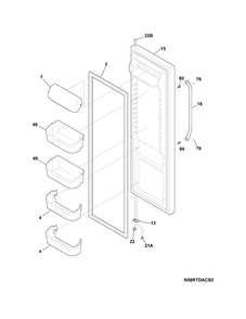 Refrigerator Door Diagram and Parts List for FFHS2611PFCA  Frigidaire Refrigerator