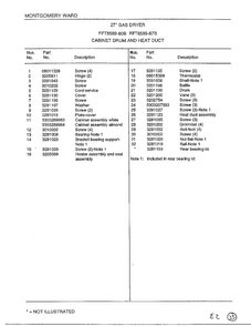 Cabinet Drum/heat Duct Page 2 Diagram and Parts List for 8589-87B  Frigidaire Dryer