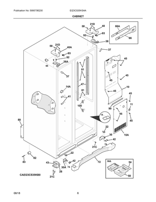 Cabinet Diagram and Parts List for EI23CS35KS4A  Frigidaire Refrigerator