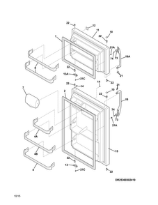 Doors Diagram and Parts List for FFHT1521QW1  Frigidaire Refrigerator
