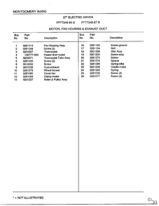 Motor, Fan Housing And Exhaust Duct Page 2 Diagram and Parts List for 7348B  Frigidaire Dryer