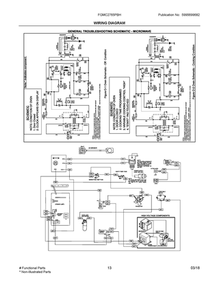 Wiring Diagram Diagram and Parts List for FGMC2765PBH  Frigidaire Microwave Oven Combo