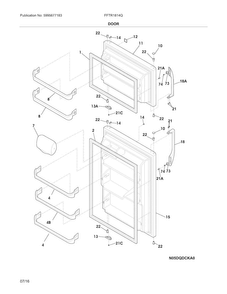 Doors Diagram and Parts List for FFTR1814QW4A  Frigidaire Refrigerator