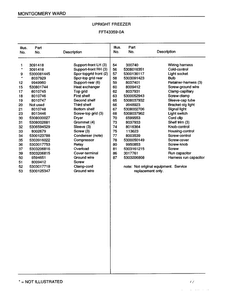 Upright Freezer Page 6 Diagram and Parts List for 43359A  Frigidaire Freezer