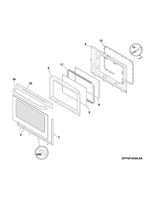 Door Diagram and Parts List for FFGF3047LSH  Frigidaire Range