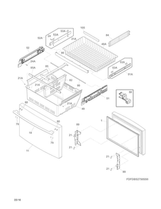 Freezer Drawer/baskets Diagram and Parts List for FDBS2750SS1  Frigidaire Refrigerator