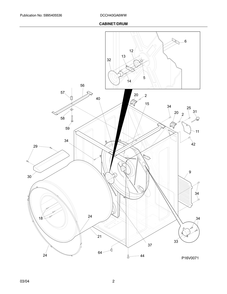 Cabinet/Drum Diagram and Parts List for DCCH43GA6WW  Frigidaire Dryer