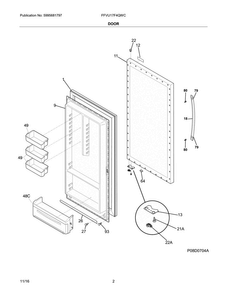 Door Diagram and Parts List for FFVU17F4QWC  Frigidaire Freezer