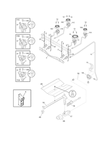 Burner Diagram and Parts List for FFGF3047LSF  Frigidaire Range