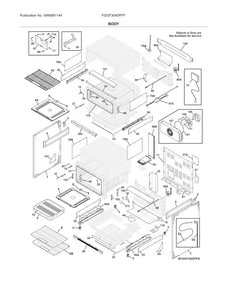 Body Diagram and Parts List for FGGF304DPFF  Frigidaire Range