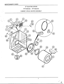 Cabinet-drum-heater Assembly Diagram and Parts List for 7338A  Frigidaire Dryer