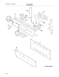 Backguard Diagram and Parts List for FGEF3035RFA  Frigidaire Range