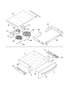 Top/drawer Diagram and Parts List for CGES3065PFC  Frigidaire Range