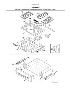 Top/drawer Diagram and Parts List for 79032603317  Kenmore Range