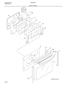 Door / Porte Diagram and Parts List for CGES387CB1  Frigidaire Range
