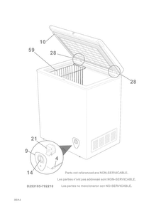 Replacement Parts Diagram and Parts List for 25312502410  Kenmore Freezer