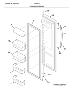 Fresh Food Door Diagram and Parts List for LFSS2612TF0  Frigidaire Refrigerator