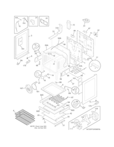 Body Diagram and Parts List for CGEF3059RFA  Frigidaire Range