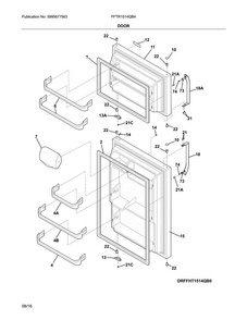 Door Diagram and Parts List for FFTR1514QB4  Frigidaire Refrigerator