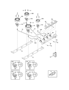 Burner Diagram and Parts List for FGGC3065KBC  Frigidaire Cooktop